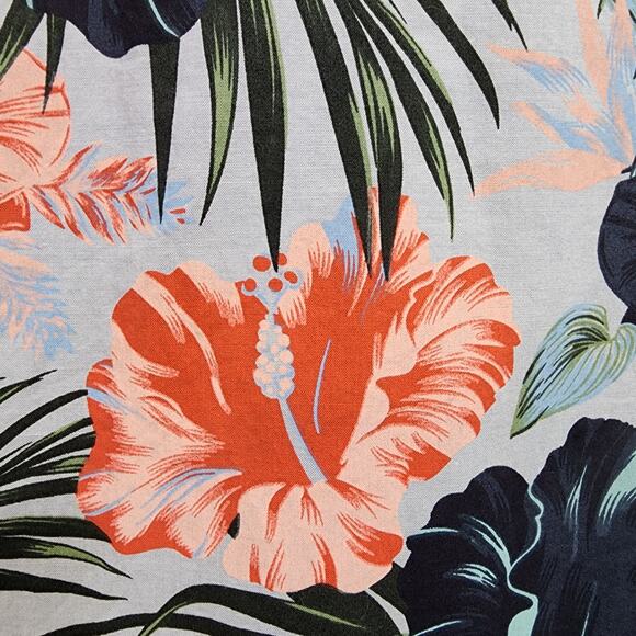 Banana Republic factory organic cotton hibiscus print Hawaiian shirt men sz XL - Picture 6 of 8